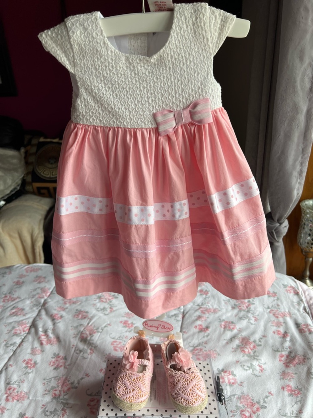 Pink Bow-Accent Girls' Party Dress